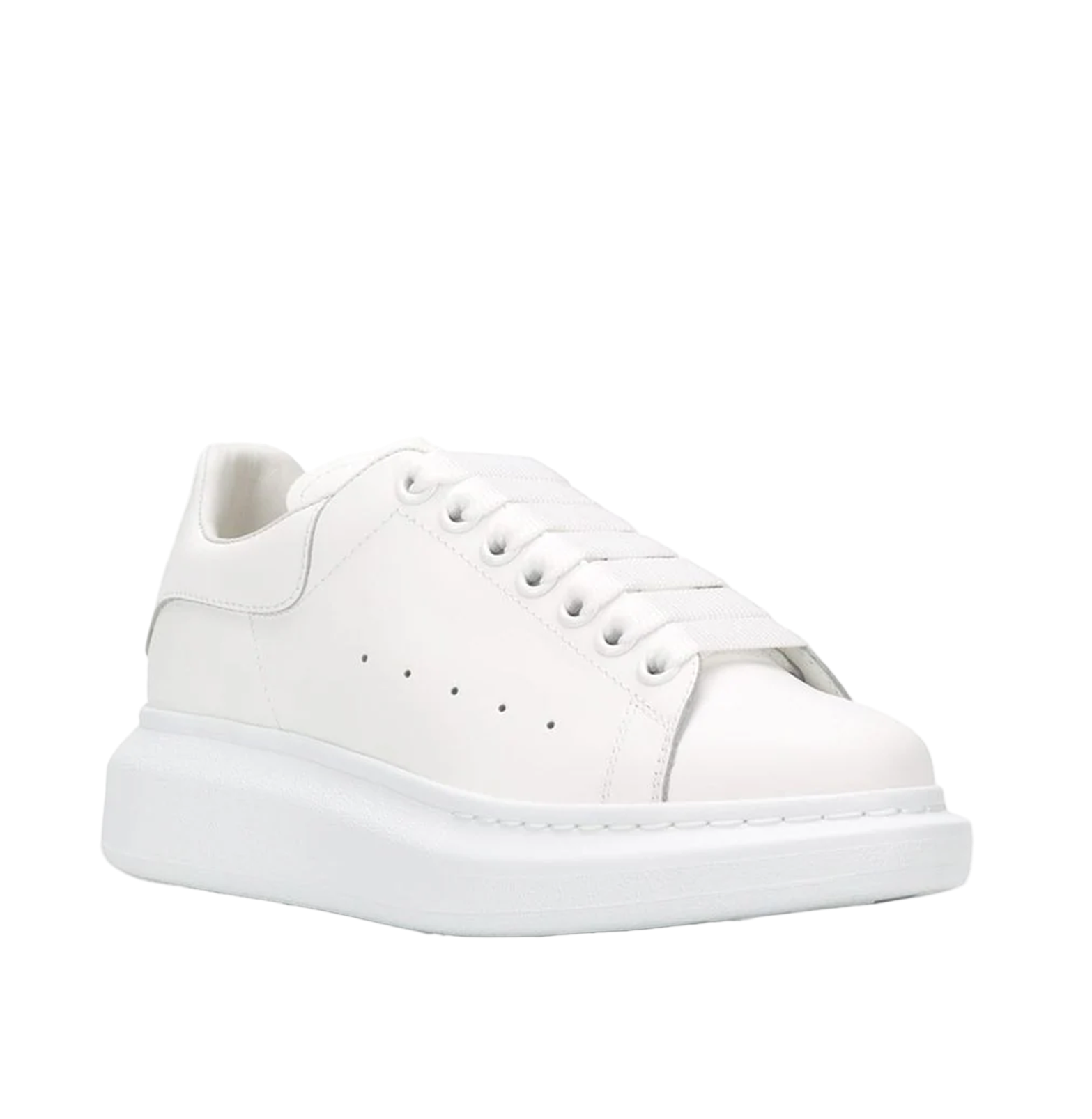 Alexander McQueen Oversized White Leather Sneakers – All-White, Chunky Sole (Unisex)
סניקרס עור אלכסנדר מקווין אוברסייז לבן – לבן מלא, סוליה עבה (יוניסקס)