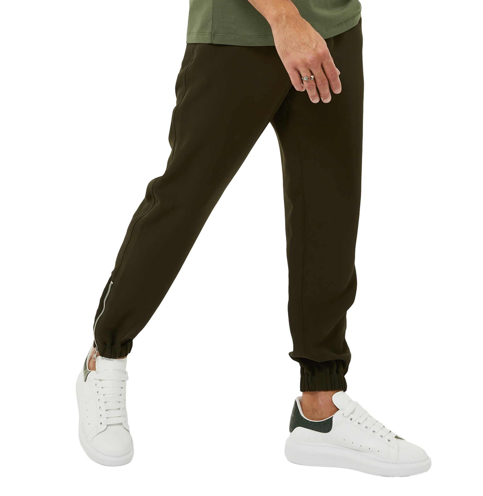 Alexander McQueen Oversized White Leather Sneakers – Dark Green Croc-Embossed Heel (Unisex)
סניקרס עור אלכסנדר מקווין אוברסייז לבן – עקב ירוק בטקסטורת קרוקו (יוניסקס)