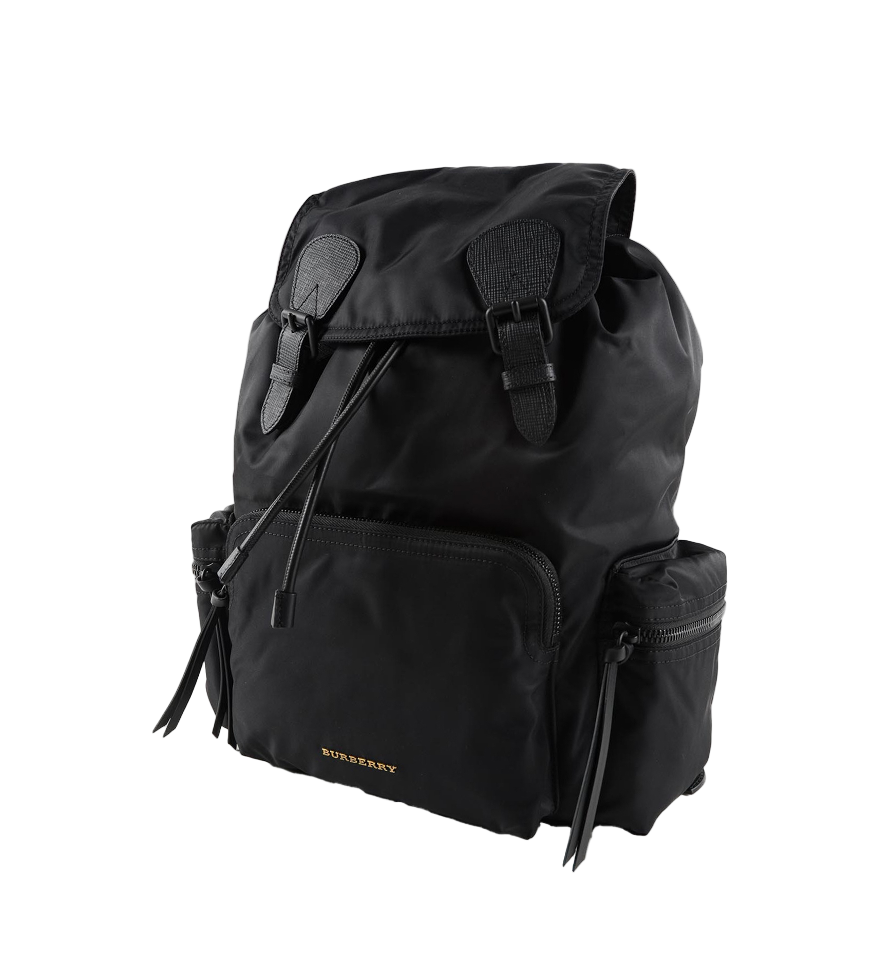 Burberry Rucksack Nylon Backpack – Black, Leather Trim, Zip Pockets
תיק גב Burberry Rucksack ניילון שחור – חיתומי עור וכיסים עם רוכסן