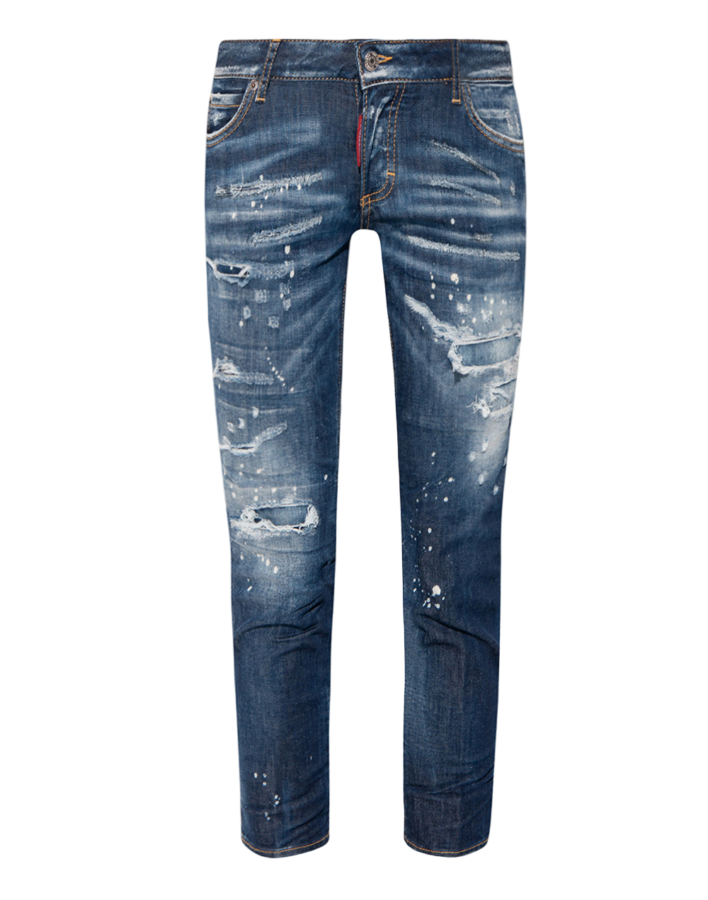DSQUARED2 Distressed Blue Denim Jeans – Paint-Splatter, Slim Fit
ג׳ינס דיסקוורד2 כחול במראה משופשף – כתמי צבע, גזרה סלים