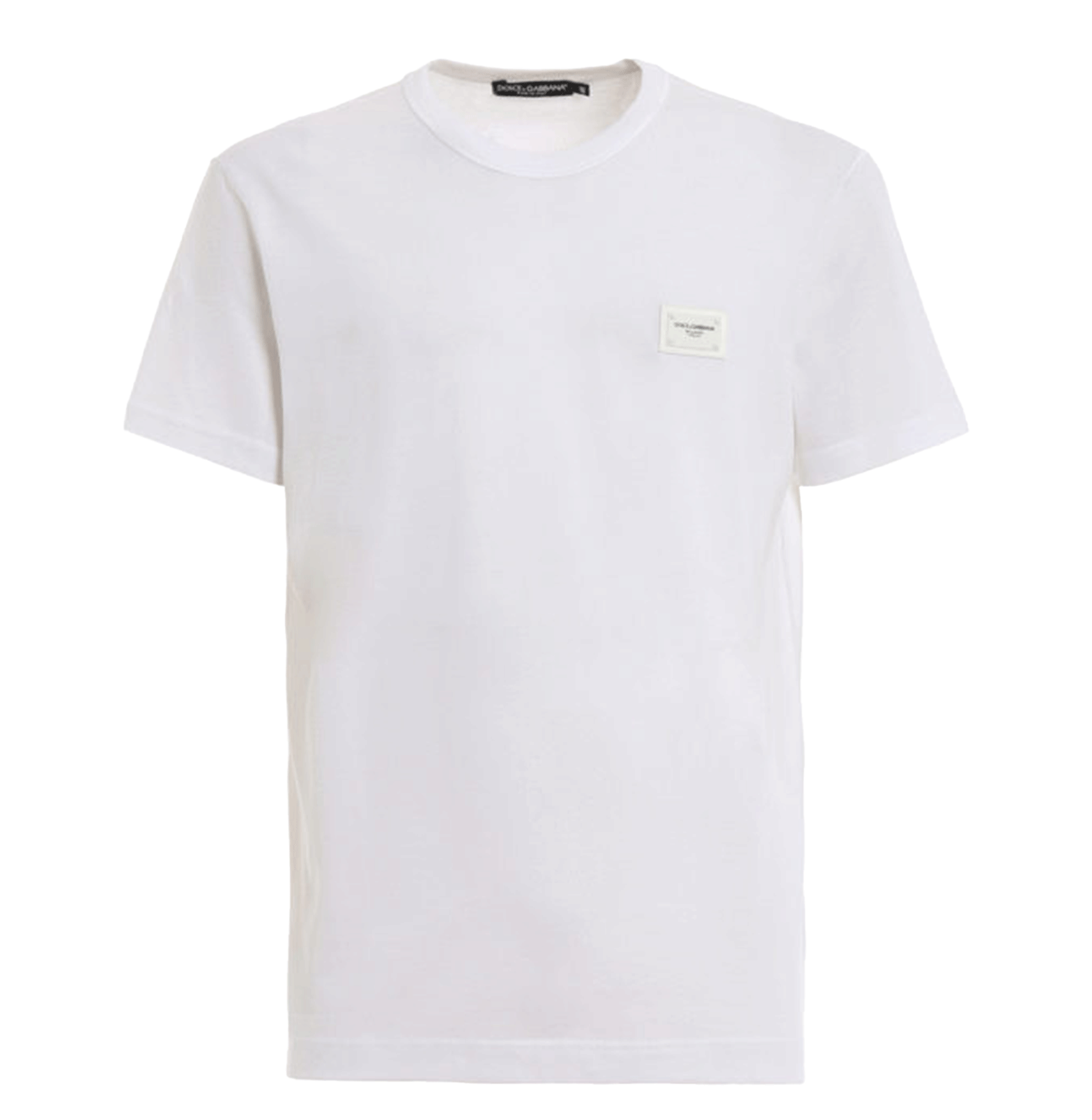 Dolce & Gabbana White Cotton Logo-Plaque T-Shirt
חולצת כותנה לבנה דולצ׳ה וגבאנה – לוחית לוגו בחזה