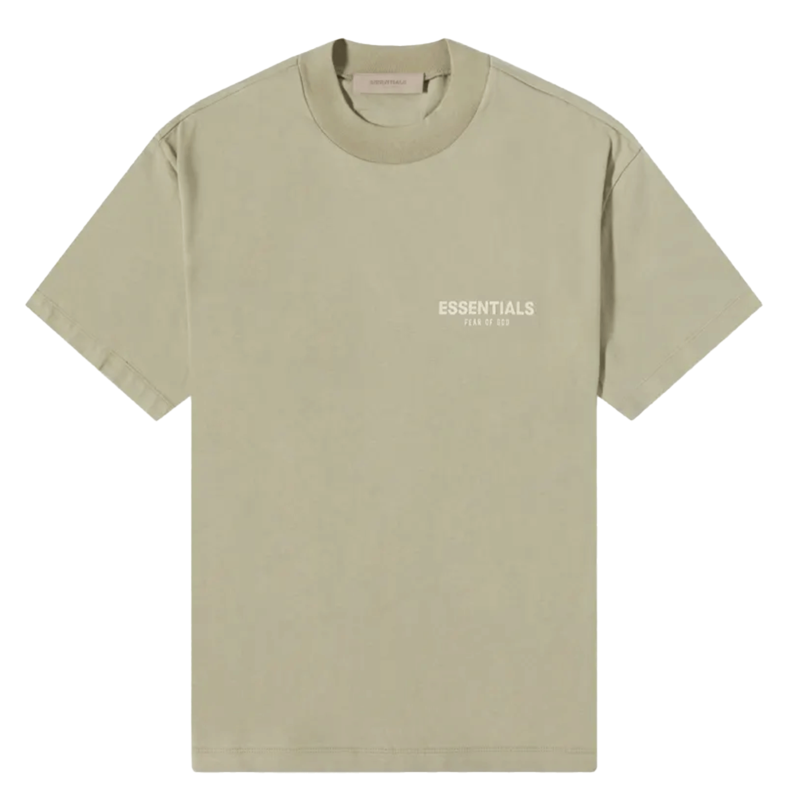 Fear of God Essentials T-Shirt – Light Khaki, Small Chest Logo, Cotton Jersey
חולצת טי אסנשיאלס פיר אוף גוד – חאקי בהיר, לוגו קטן בחזה, כותנה ג׳רסי