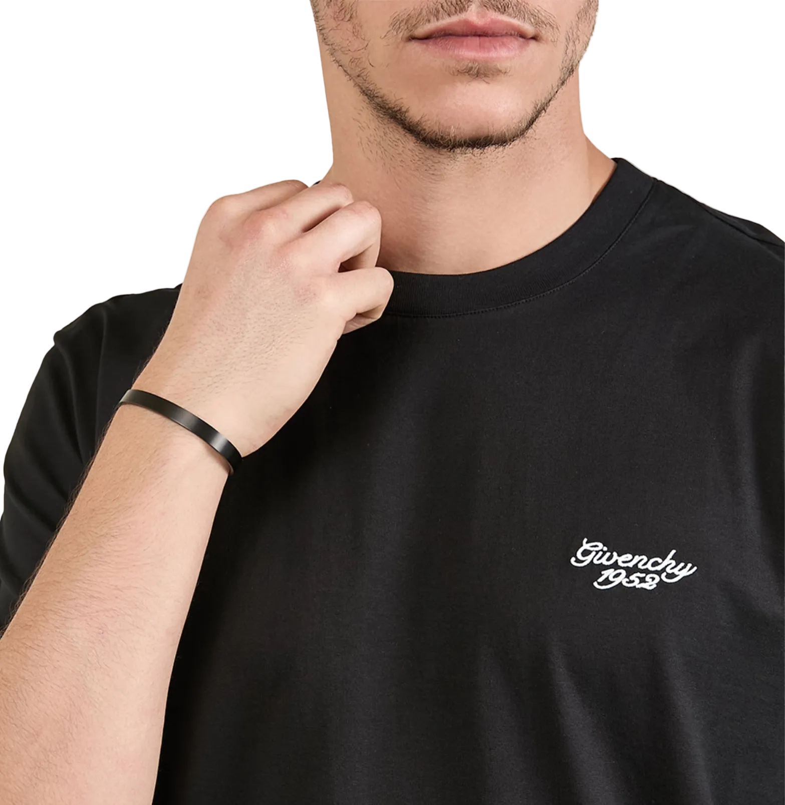 Givenchy Black Script Logo T-Shirt – Small Chest Logo, Cotton Jersey
חולצת טי ז׳יבנשי שחורה – לוגו כתב-יד קטן בחזה, כותנה ג׳רסי
