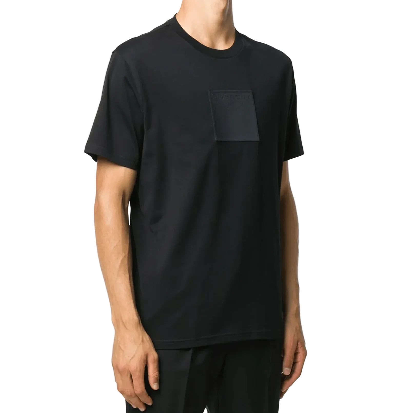 Givenchy Black Tonal Address-Patch T-Shirt – Cotton Jersey
חולצת טי ז׳יבנשי שחורה – טלאי כתובת טון-על-טון, כותנה ג׳רסי