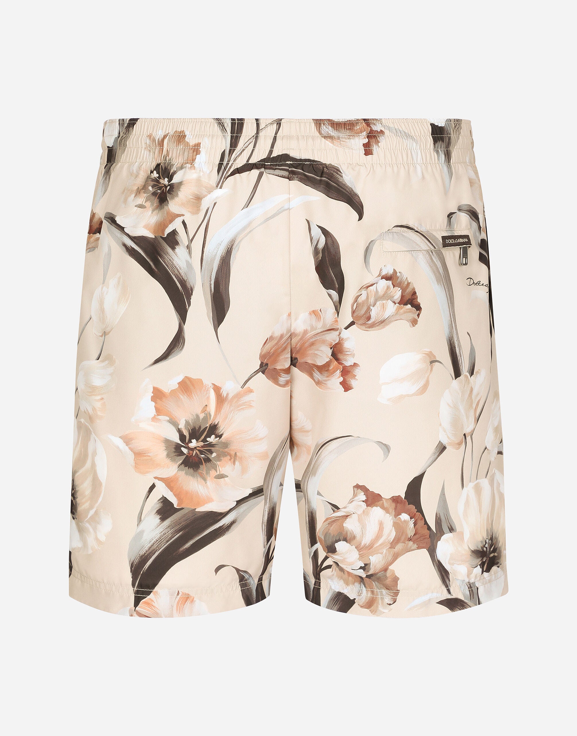 Mid-rise swim trunks with floral print