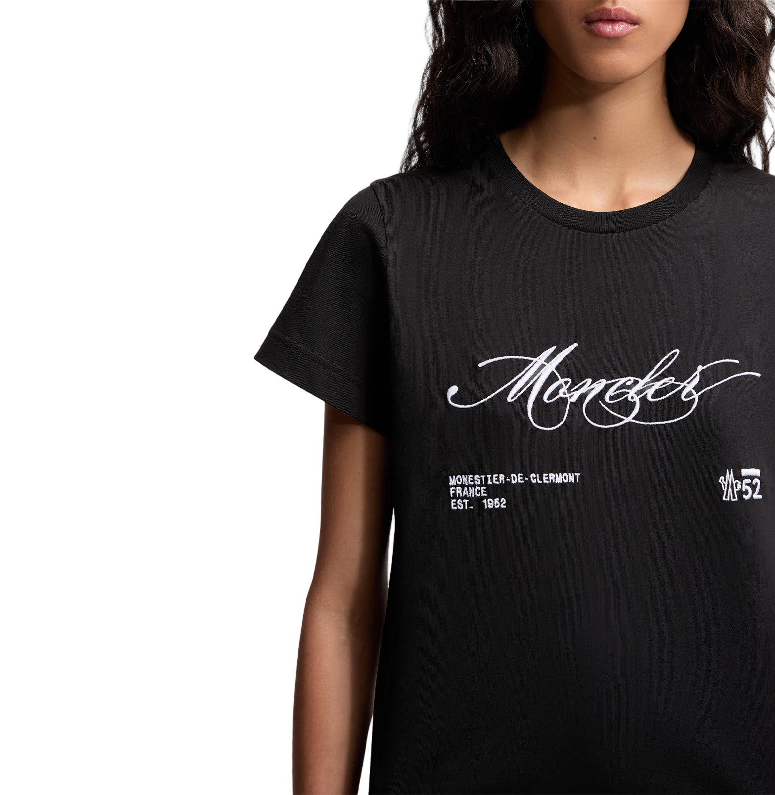 Moncler Script Logo Tee – Black Cotton Jersey, Short Sleeve
טי-שירט מונקלר לוגו סקריפט – שחור כותנה, שרוול קצר