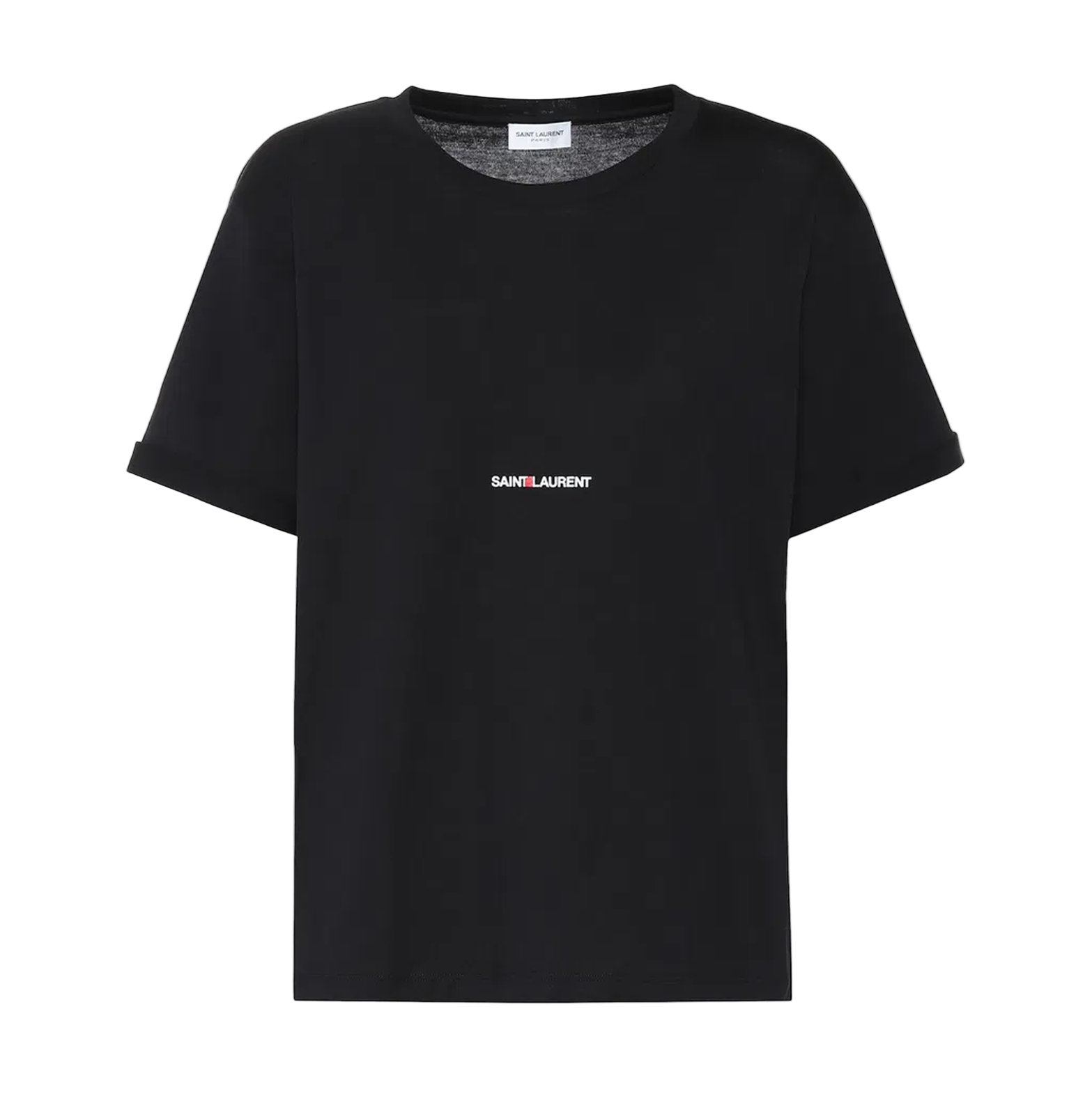 Saint Laurent Small Logo Tee – Black Cotton Jersey, Short Sleeve
טי-שירט סיינט לורן לוגו קטן – שחור כותנה, שרוול קצר