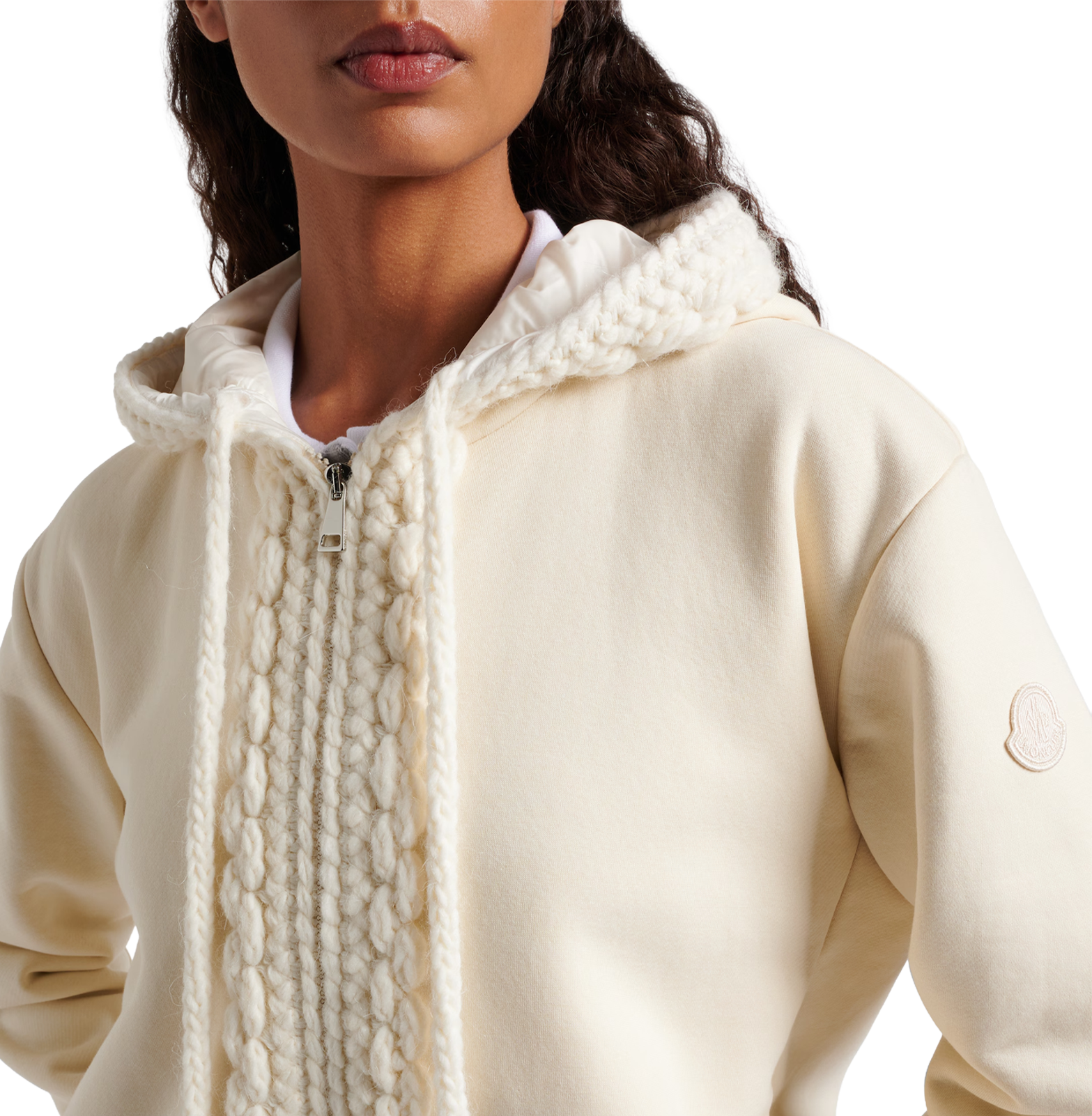Cotton-blend zip-up cardigan
