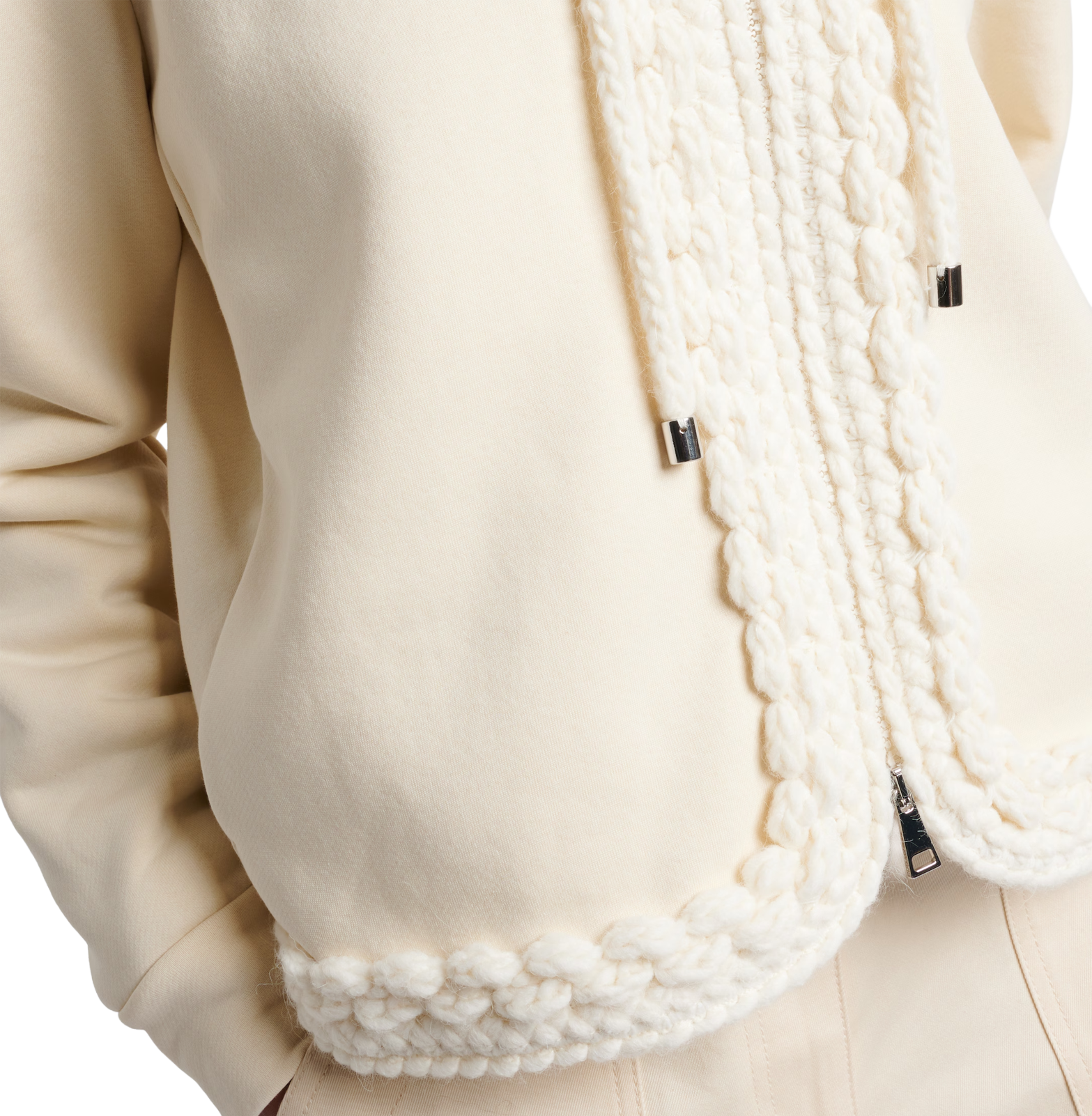 Cotton-blend zip-up cardigan