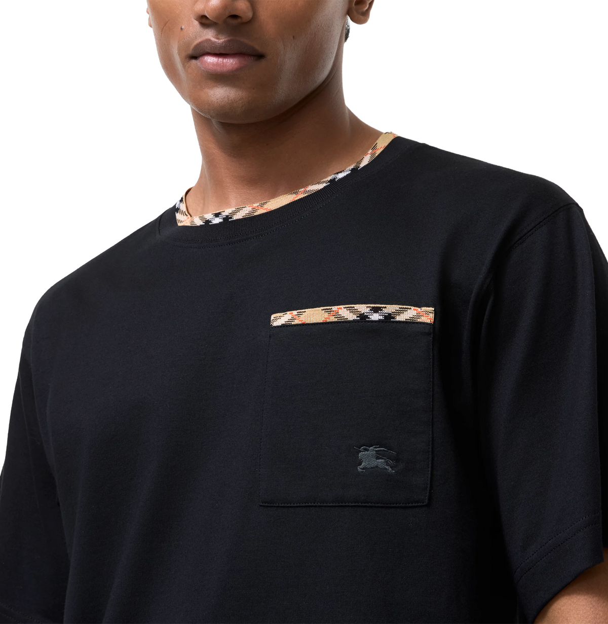 Check Trim Cotton T-shirt