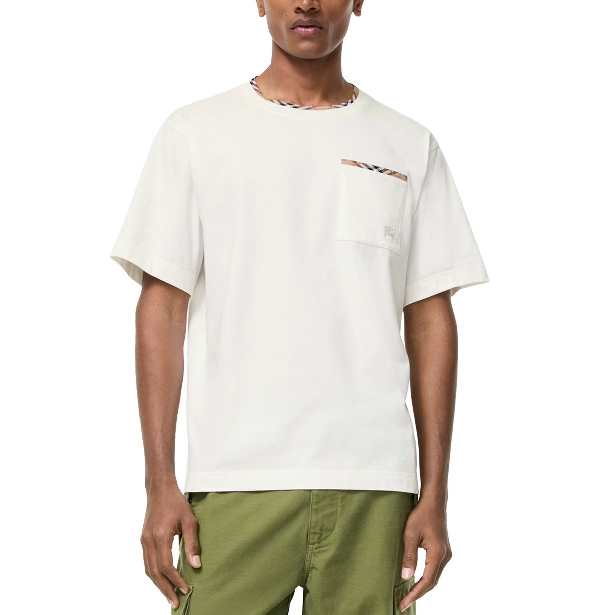 Check Trim Cotton T-shirt