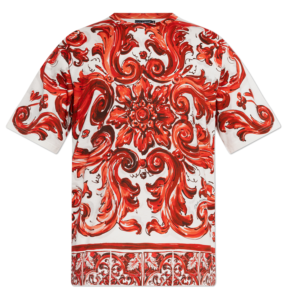 Dolce & Gabbana RED T-shirt with "Majolica" print