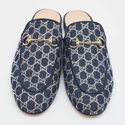 Gucci Princetown GG Crystal Blue Denim Mules