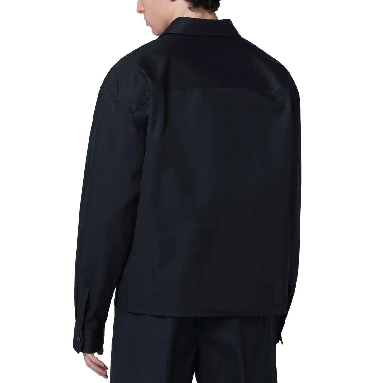 Ink blue printed cotton twill shirt