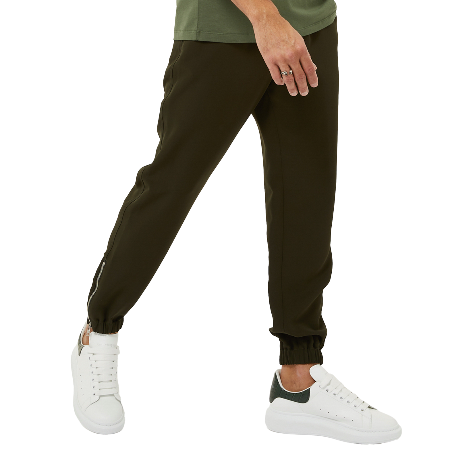 Alexander McQueen Oversized White Leather Sneakers – Dark Green Croc-Embossed Heel (Unisex)
סניקרס עור אלכסנדר מקווין אוברסייז לבן – עקב ירוק בטקסטורת קרוקו (יוניסקס)