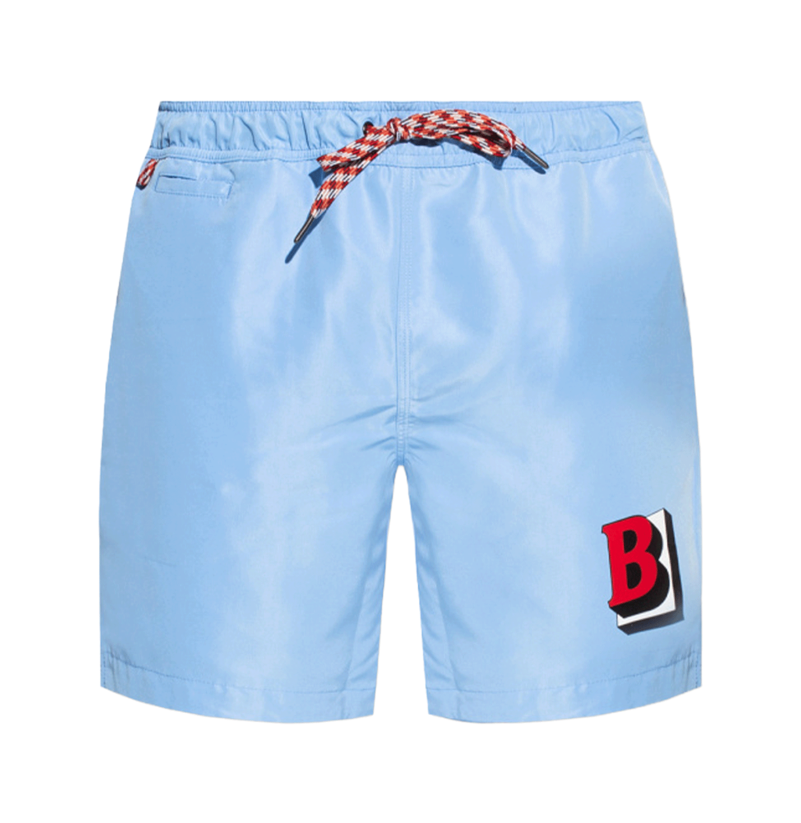 Burberry Light Blue Swim Shorts – Varsity “B” Patch, Quick-Dry
מכנסי ים בורברי תכלת – תג לוגו “B” וייבוש מהיר