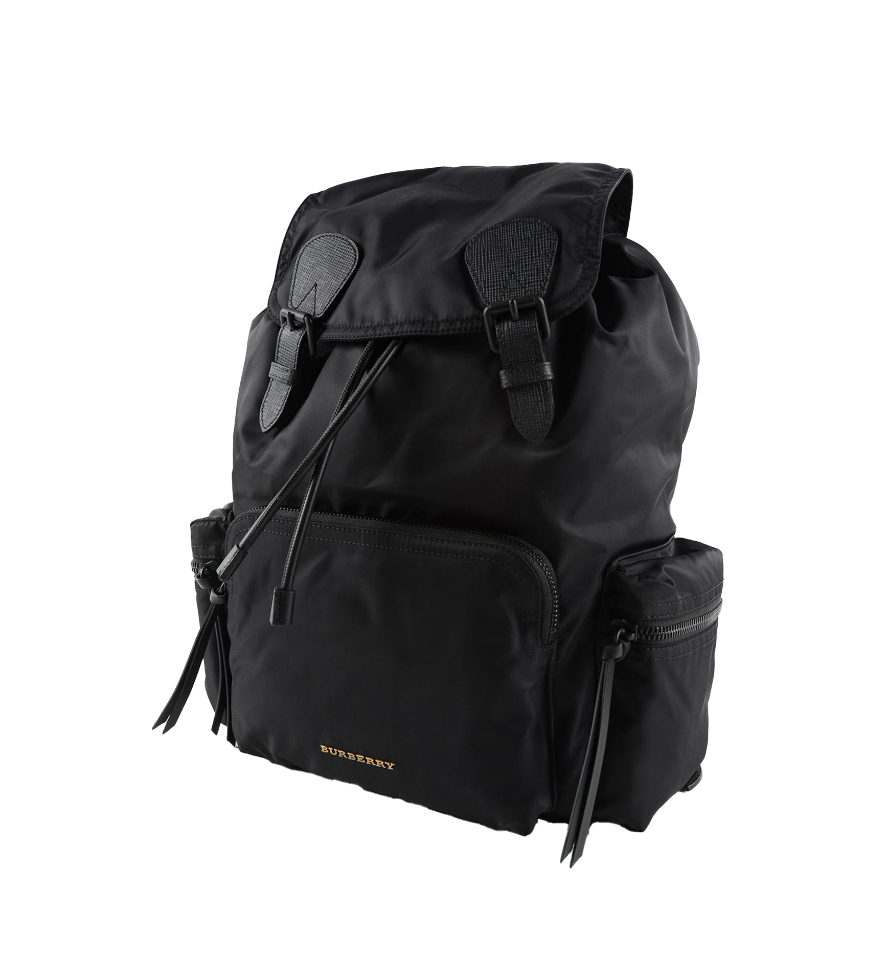 Burberry Rucksack Nylon Backpack – Black, Leather Trim, Zip Pockets
תיק גב Burberry Rucksack ניילון שחור – חיתומי עור וכיסים עם רוכסן