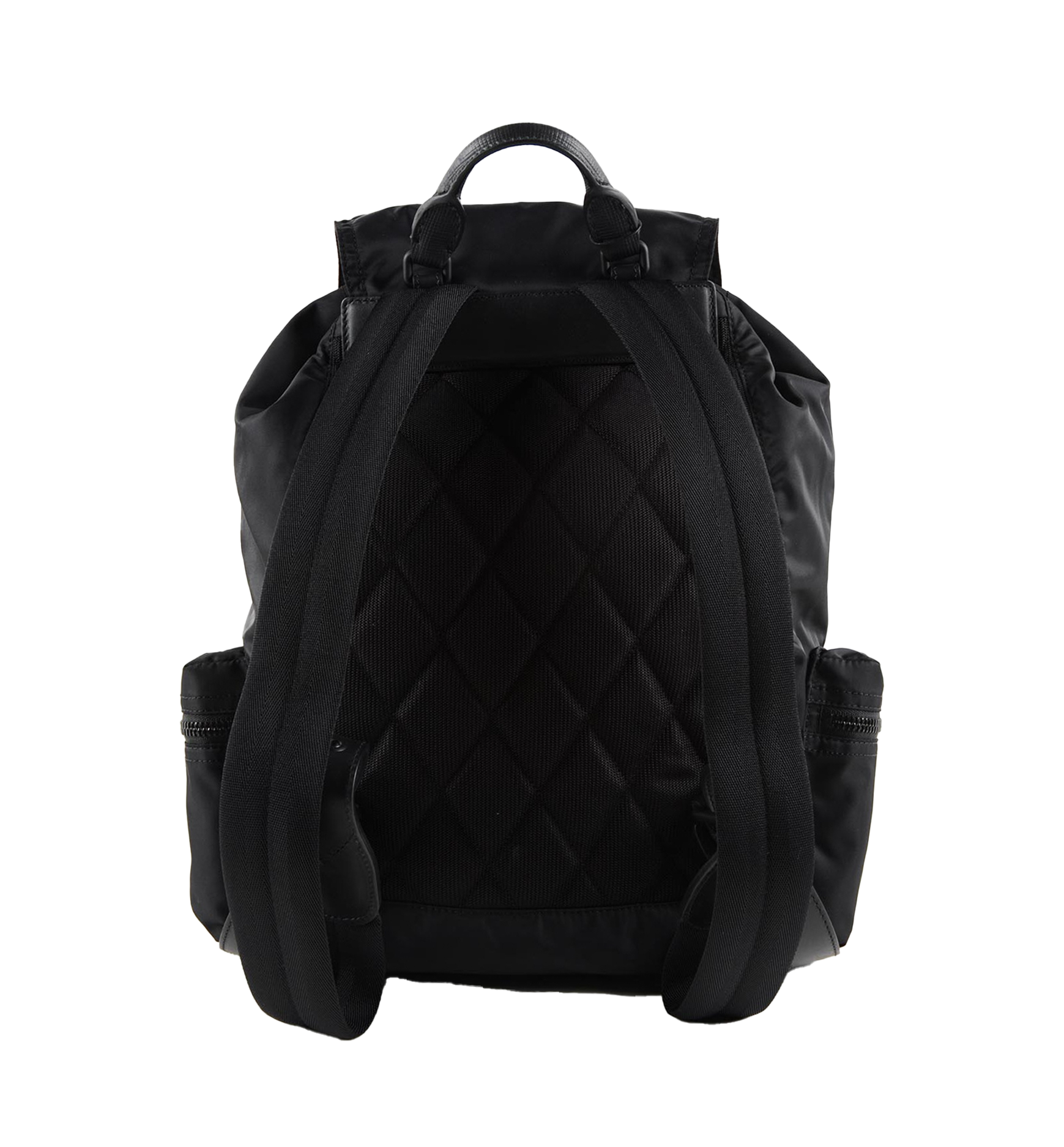 Burberry Rucksack Nylon Backpack – Black, Leather Trim, Zip Pockets
תיק גב Burberry Rucksack ניילון שחור – חיתומי עור וכיסים עם רוכסן
