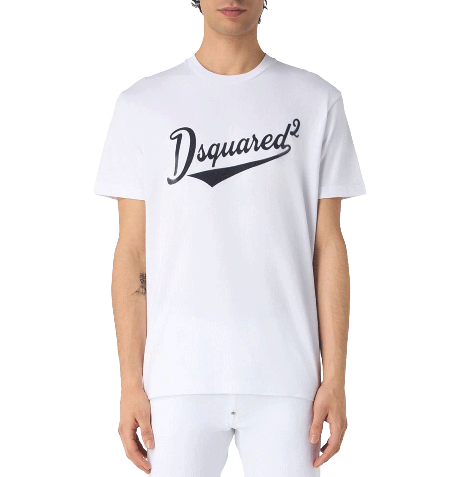 Dsquared2 Script Logo T-Shirt – White Cotton Jersey, Short Sleeve
טי-שירט דיסקוורד2 לוגו סקריפט – לבן כותנה, שרוול קצר