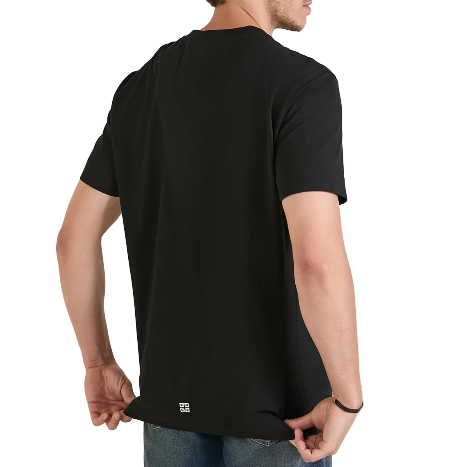 Givenchy Black Script Logo T-Shirt – Small Chest Logo, Cotton Jersey
חולצת טי ז׳יבנשי שחורה – לוגו כתב-יד קטן בחזה, כותנה ג׳רסי