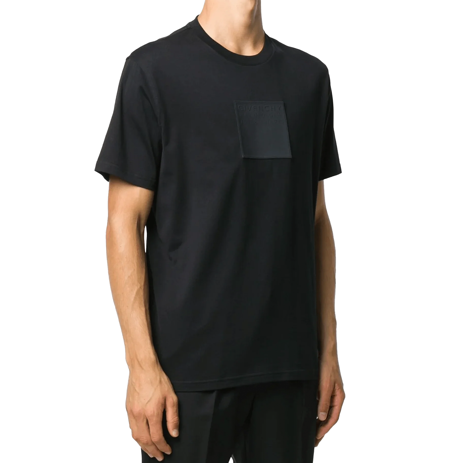 Givenchy Black Tonal Address-Patch T-Shirt – Cotton Jersey
חולצת טי ז׳יבנשי שחורה – טלאי כתובת טון-על-טון, כותנה ג׳רסי