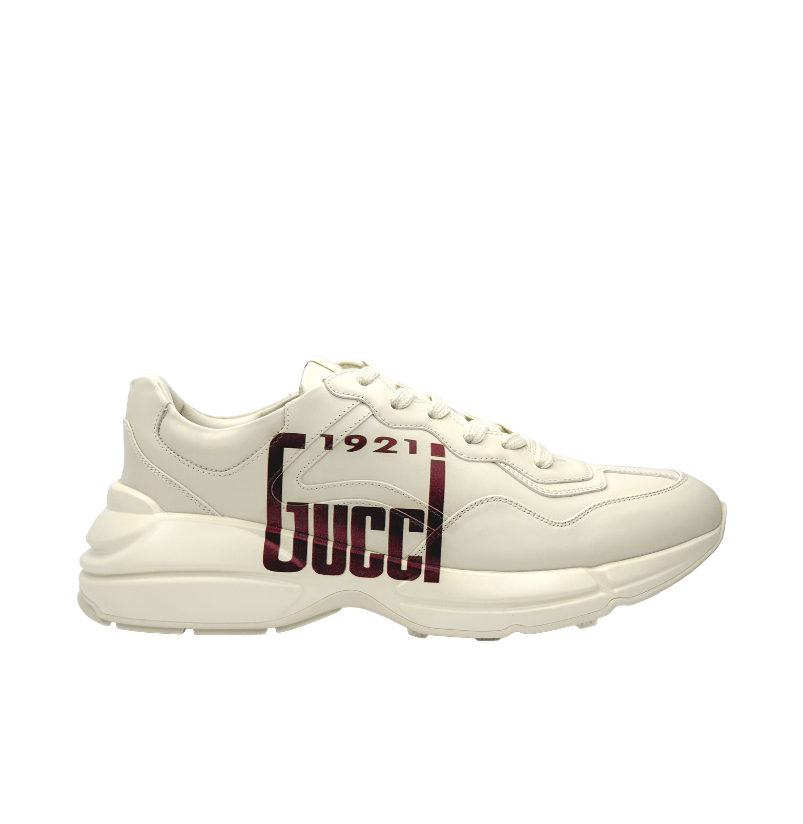 Gucci Rhyton Ivory Leather Sneakers - 1921 Logo Print, Chunky Sole
סניקרס גוצ'י רייטון עור שנהב - הדפס 1921, סוליה מאסיבית