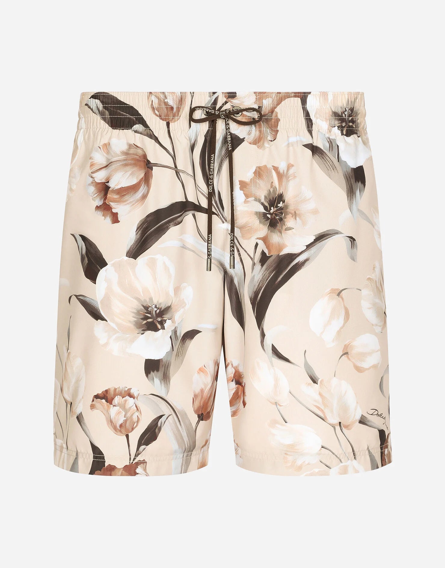 Mid-rise swim trunks with floral print