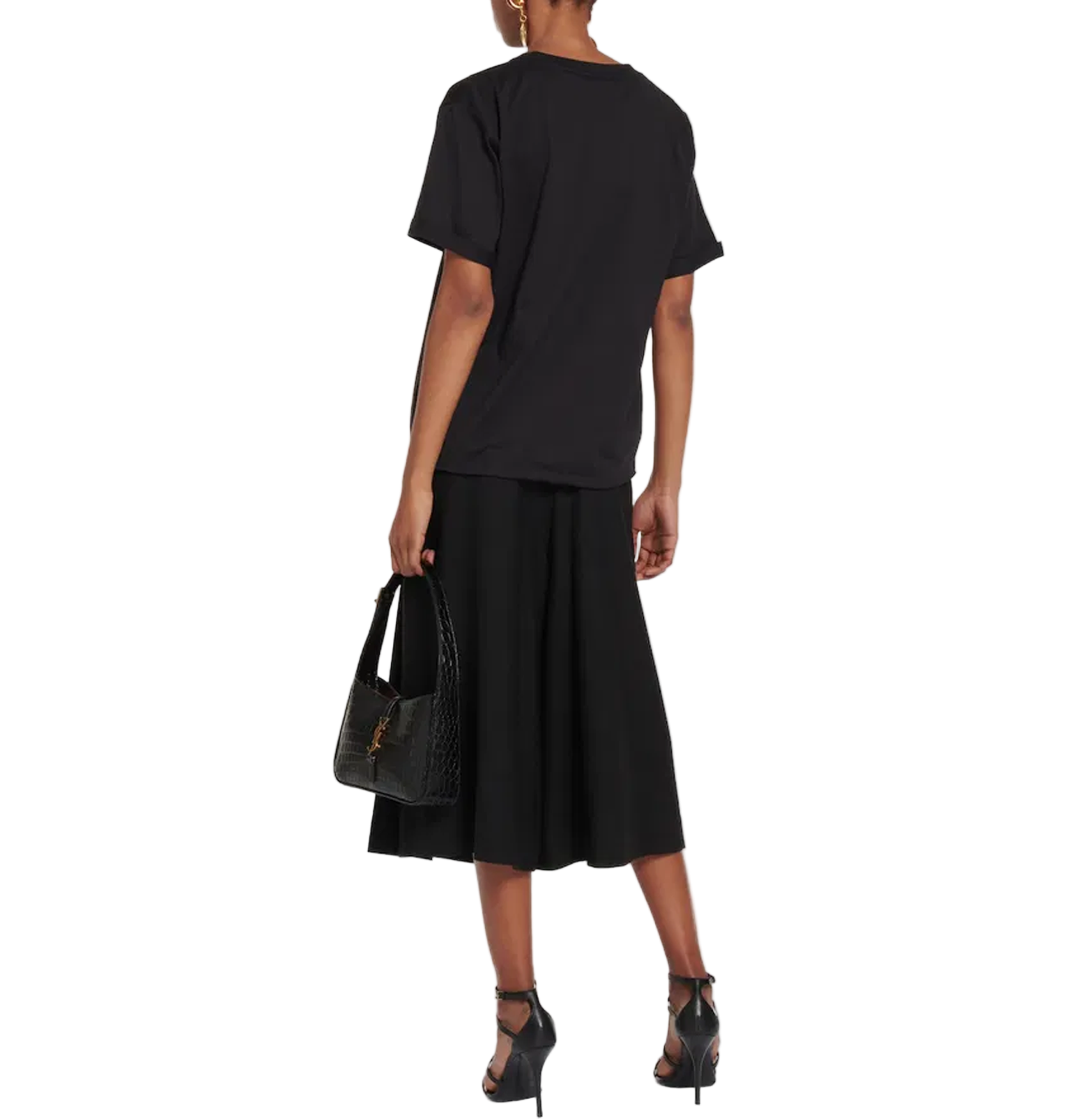 Saint Laurent Small Logo Tee – Black Cotton Jersey, Short Sleeve
טי-שירט סיינט לורן לוגו קטן – שחור כותנה, שרוול קצר