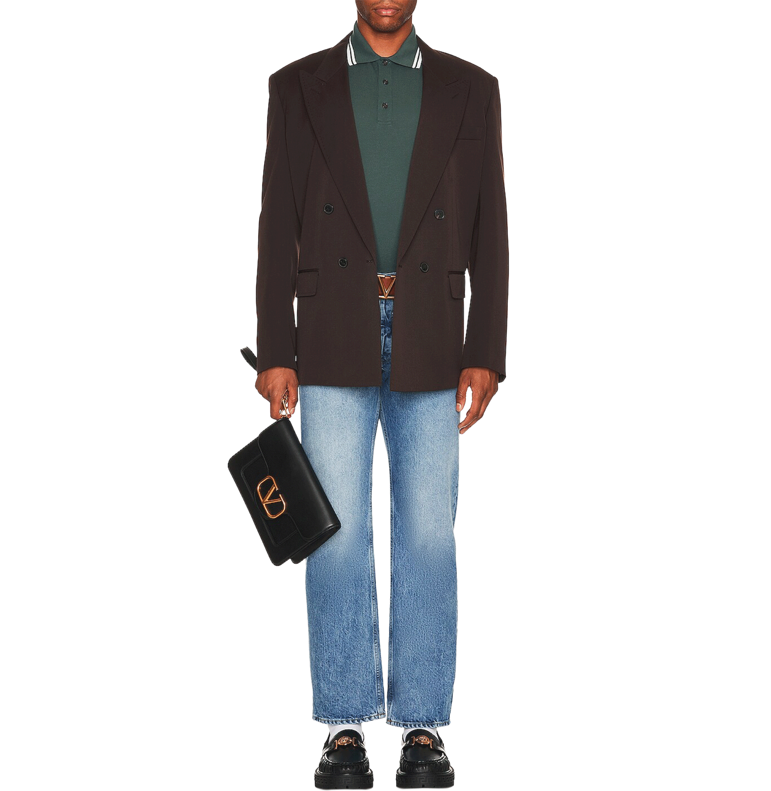 Valentino VLogo Laurel Polo Shirt – Dark Green, Cotton Piqué
חולצת פולו ולנטינו ירוק כהה – לוגו V עם זרי דפנה, כותנה פיקה