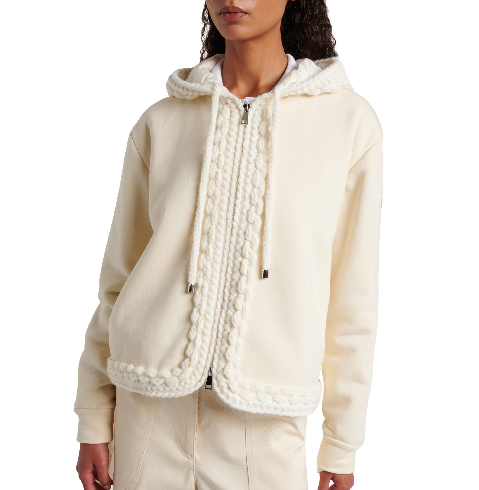 Cotton-blend zip-up cardigan