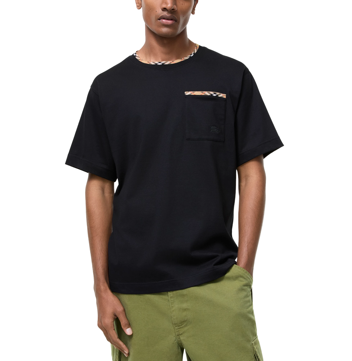 Check Trim Cotton T-shirt