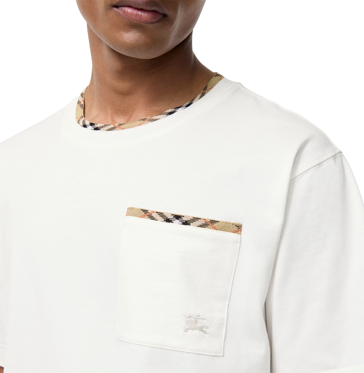 Check Trim Cotton T-shirt