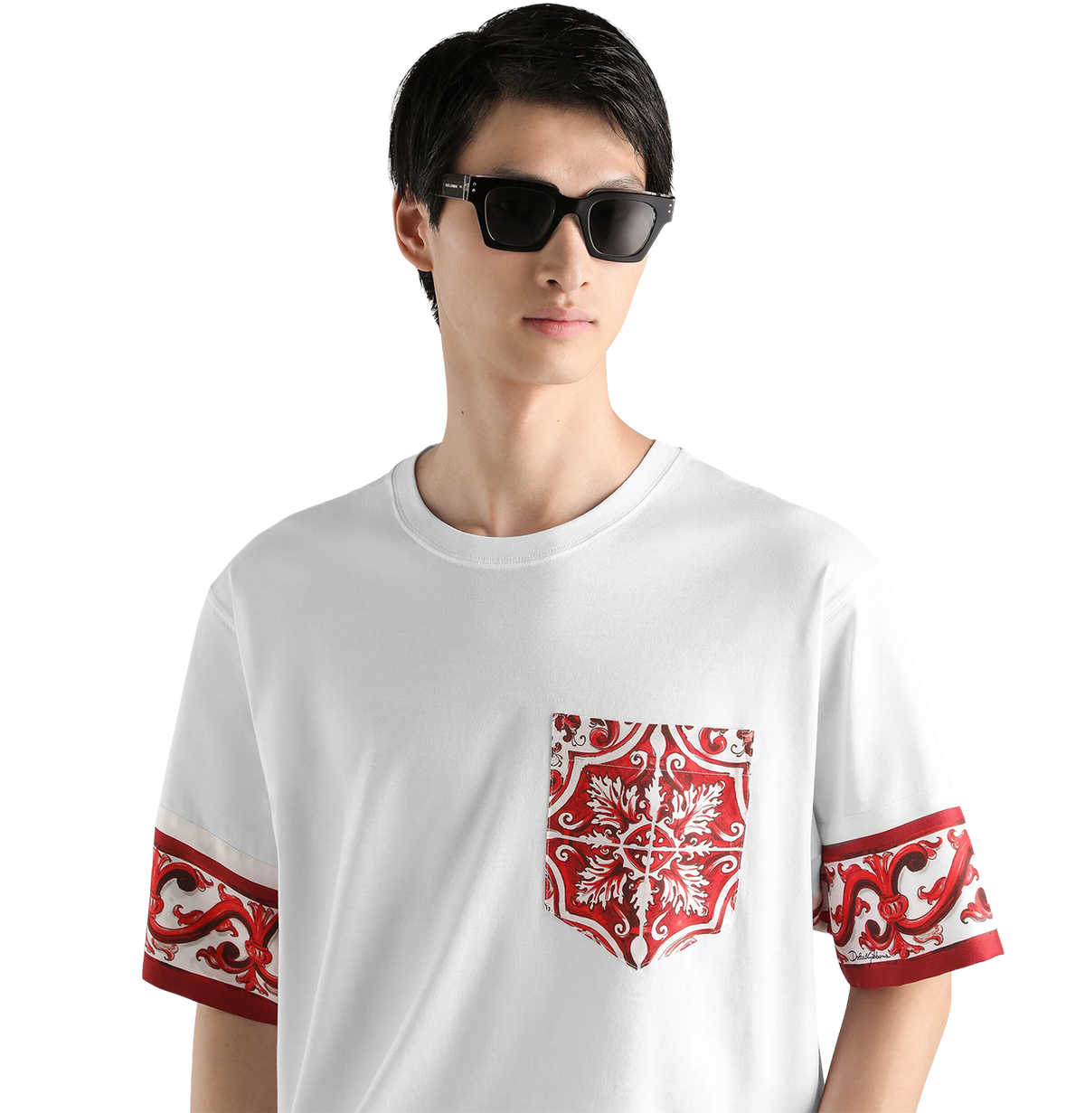 Majolica-print t-shirt in cotton