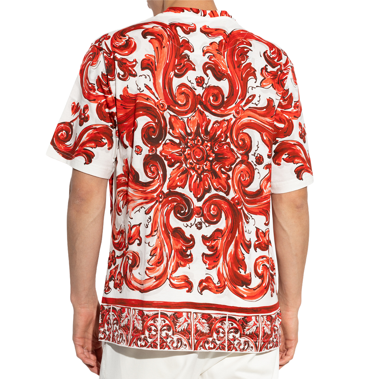 Dolce & Gabbana RED T-shirt with "Majolica" print