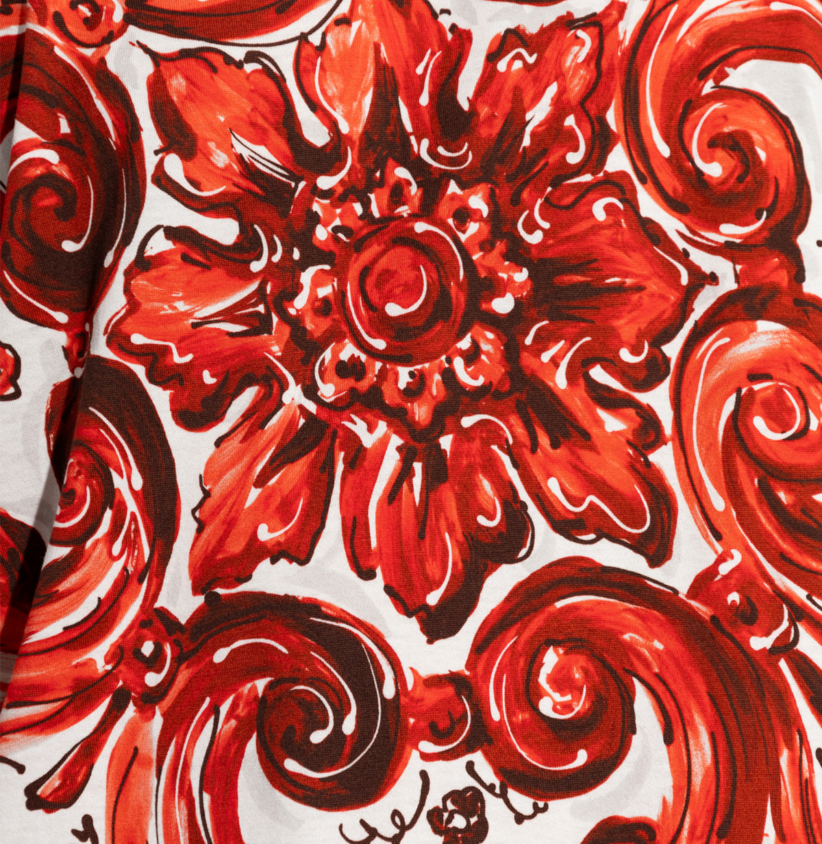 Dolce & Gabbana RED T-shirt with "Majolica" print