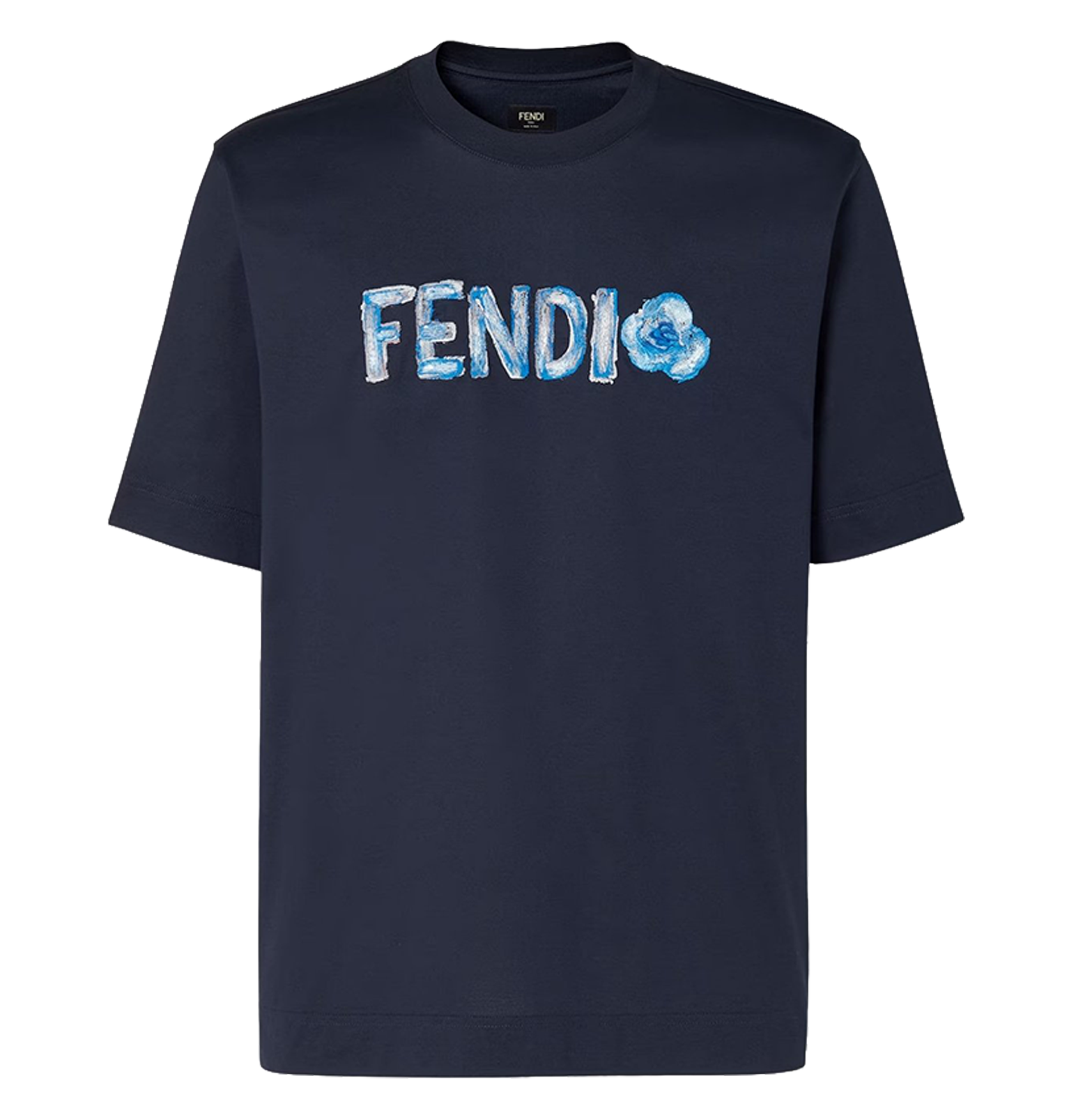 Fendi Navy Blue Cotton T-Shirt