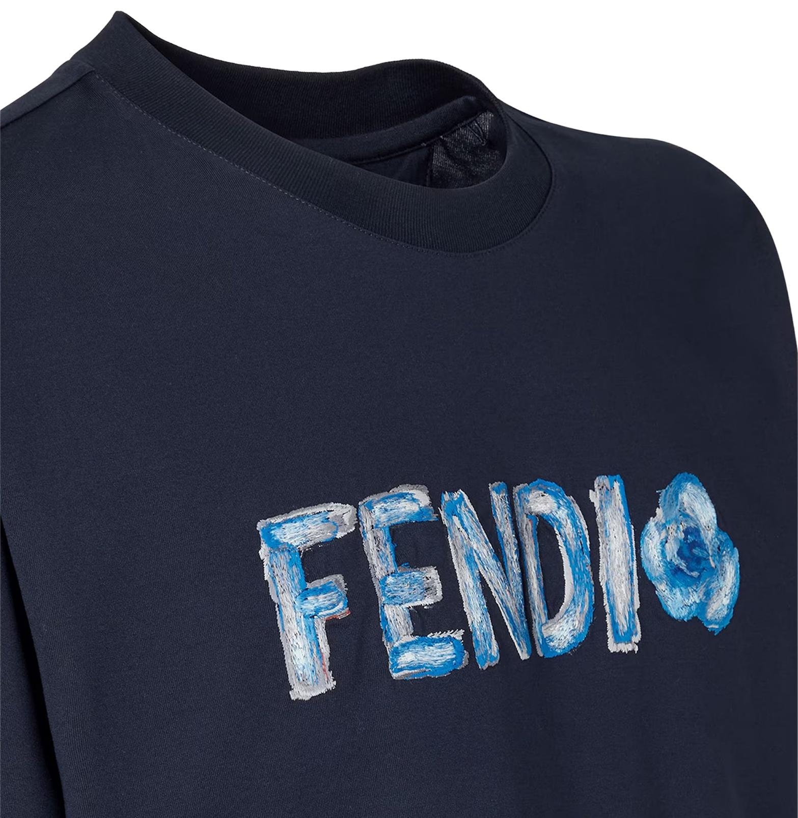 Fendi Navy Blue Cotton T-Shirt