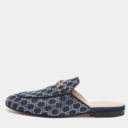 Gucci Princetown GG Crystal Blue Denim Mules