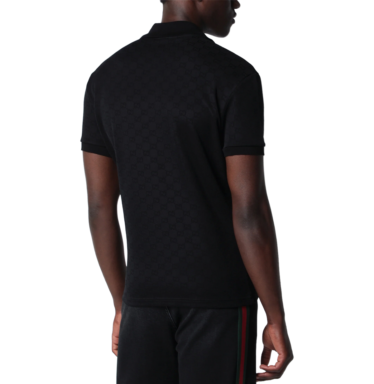Black GG jacquard technical jersey polo shirt