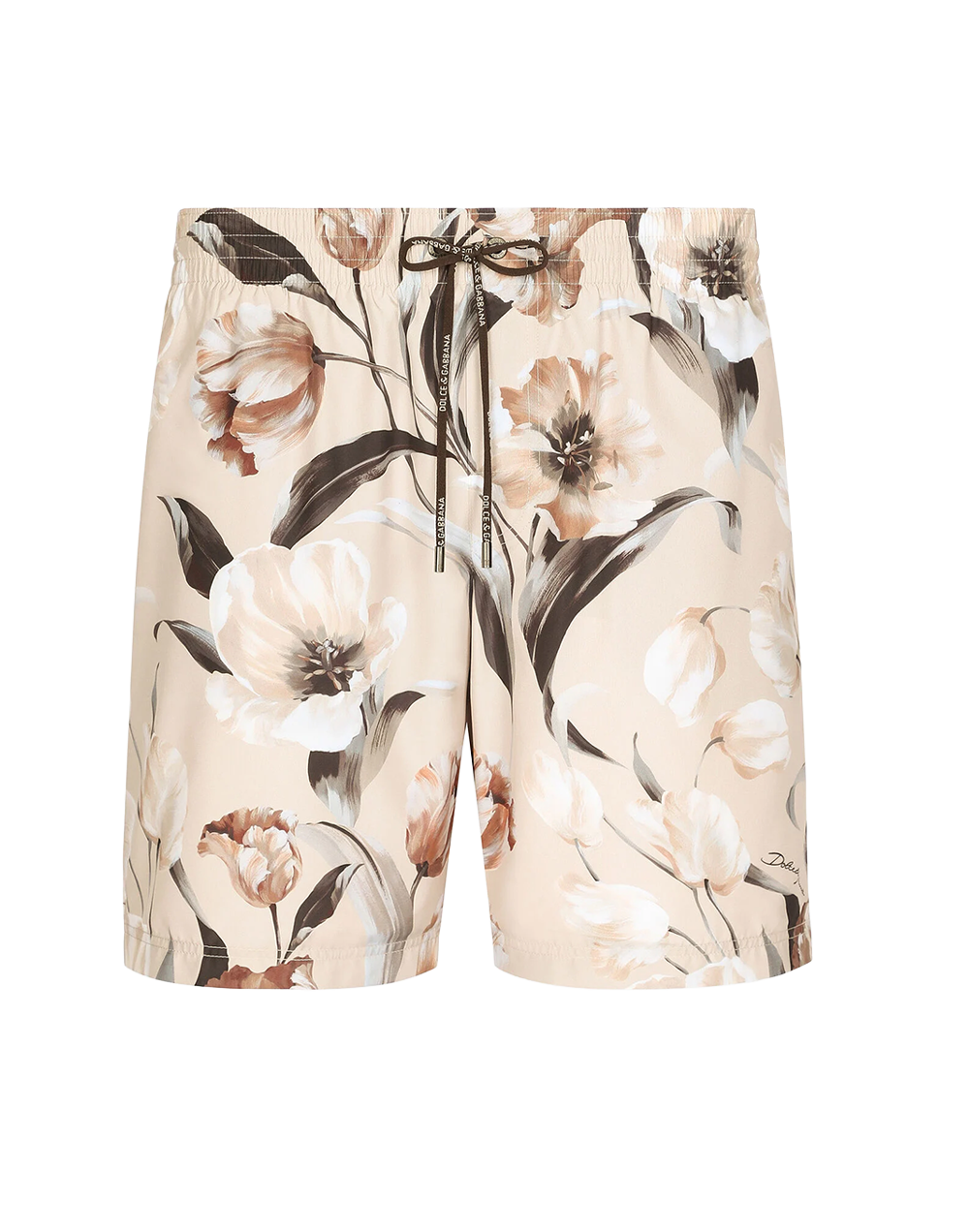 Mid-rise swim trunks with floral print
